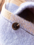 Abrigo con dobladillo irregular de botonadura sencilla de rejilla violeta