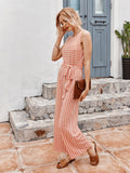 Suspenders Striped Strappy Sleeveless Jumpsuit