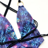 Lace-up Swimwear Print One-piece Swim Suit