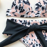 Maillot de bain taille haute bikini imprimé léopard à couverture rigide