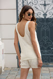 Knitting Hollowed-out Lace-up Shorts Backless Vest Two-piece Set
