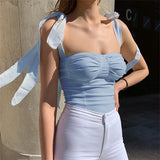Strappy Bow-knot Tube Tops Suspenders Shirts