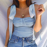 Strappy Bow-knot Tube Tops Suspenders Shirts