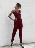 Suspenders Jumpsuit Drawstring Lace-up Rompers With Pocket