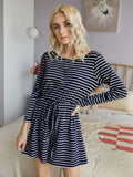Striped Lace-up Single-breasted Jumpsuits Loungewear Rompers