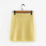 Yellow Crop Tops Knitting Mini Dresses Skirt Two-piece Set