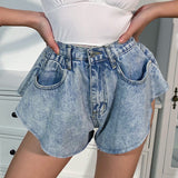 Pantalones cortos de mezclilla con dobladillo irregular Jeans Hot Pants