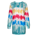 Minivestido estilo blusa con rayas arcoíris tie-dye multicolor