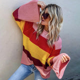 Women's Bell Sleeve Loose Colored Sweater