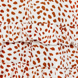 One-shoulder Leopard Flounces Ruffled Lace-up Mini Dresses