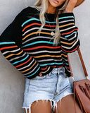 Rainbow One Shoulder Multicolor Striped Knit Sweaters