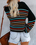 Rainbow One Shoulder Multicolor Striped Knit Sweaters