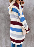 Color matching Striped knitted cardigan