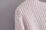 Lantern Sleeve Contrast Stripe Knitting Sweater
