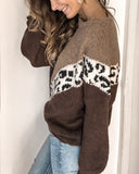 Leopard Contrast Knitted Sweater