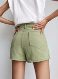 Pantalones cortos de mezclilla de cintura alta con un botón