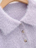Peter Pan Collar Mohair Short Knit Sweater