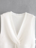 Knit Tie Knot Crop Camis Tank Tops Sweaters