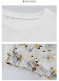 Knit Tops Joint Chiffon Printed Long Sleeve Shirts