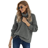 Pile High-collared Knit Lantern Sleeve Sweaters
