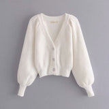 Blanc Mohair col en V simple boutonnage tricot manteau veste licou court gilet Shorts pantalon chaud ensemble trois pièces