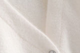 Chaqueta de abrigo de punto con cuello en V de mohair blanco, chaqueta de cuello Halter, chaleco corto, pantalones cortos, conjunto de tres piezas