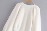 Blanc Mohair col en V simple boutonnage tricot manteau veste licou court gilet Shorts pantalon chaud ensemble trois pièces