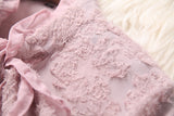 Top en mousseline de soie avec col en forme de champignon floqué rose et jupe à carreaux en diamant wt8181932285 