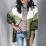 V-neck Contrast Knit Sweater Cardigans