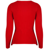 Ruffled Knit Slim-type Round Neck Sweaters