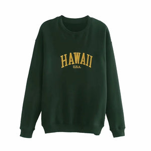 Oversize Embroidery Letter Round Collar Sweatshirts