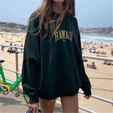 Oversize Embroidery Letter Round Collar Sweatshirts