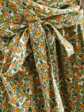 Lace-up Floral Printed Shirt Midi Dress