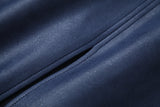 Terciopelo de gamuza Empalme Hilo neto Cintura elástica Tops Bodycon Falda dividida Conjunto de dos piezas Azul
