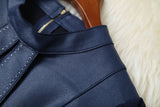 Suede Velvet Splicing Net Yarn Elastic Waist Tops Bodycon Split Skirt Two-piece Set Blue