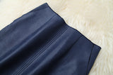 Suede Velvet Splicing Net Yarn Elastic Waist Tops Bodycon Split Skirt Two-piece Set Blue