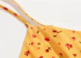 Backless Suspenders Slit Leg Midi Floral Dresses