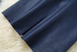 Conjunto de dos piezas de falda dividida ceñida al cuerpo con cintura elástica de hilo de red de empalme de terciopelo de gamuza