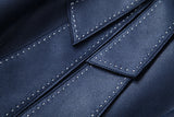 Terciopelo de gamuza Empalme Hilo neto Cintura elástica Tops Bodycon Falda dividida Conjunto de dos piezas Azul