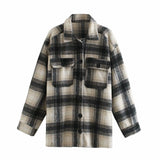 Casual Single-breasted Plaid Shirt Cardigans Coat