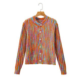 Cardigan en tricot à boutonnage simple de couleur contrastante
