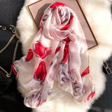 Vogue Silky Écharpe pour femme Léger Fleur Châle Wraps Écharpe de vacances Cadeau Foulards Femmes