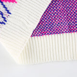 Cardigan en tricot à losanges à boutonnage simple