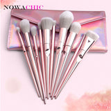 10pcs Pink Makeup Brushes Set With Bag Powder Foundation Blush Eyeshadow Lip Cosmetic Beauty Brush