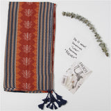 Foulard ethnique en coton sergé avec pampilles pour femme, femme, fille