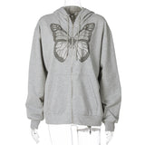 Round Neck Butterfly Beads Shirts Blouses Hoodies Sweatshirts