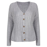 V-neck Single-breasted Knit Sweaters Cardigans