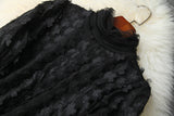 Elegant Black Flower Splicing Beading Tops Skirts Two-piece Set