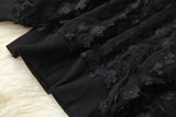 Elegant Black Flower Splicing Beading Tops Skirts Two-piece Set
