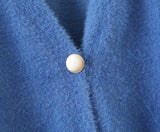 Single-breasted Deep V-neck Puff Sleeve Knitting Cardigan